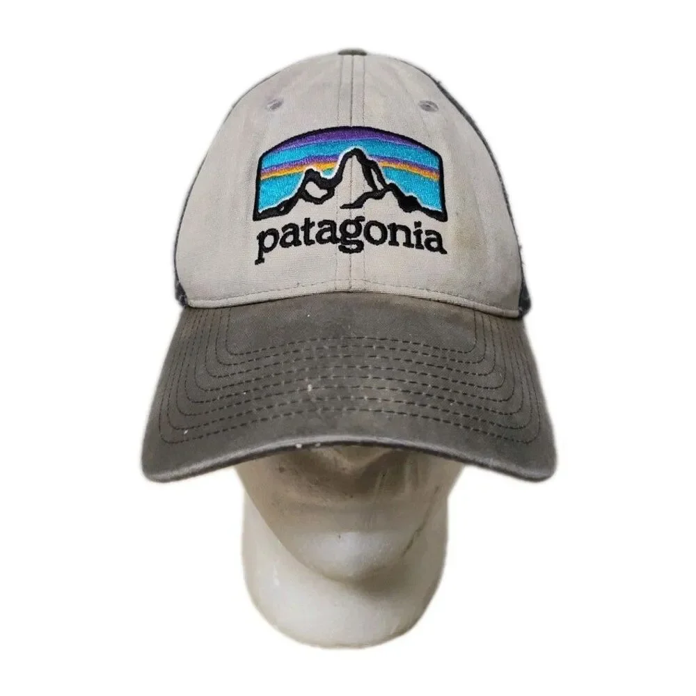 Patagonia Hat Unisex Snapback‎ Grey Mesh Summer Cap Thrashed Paint